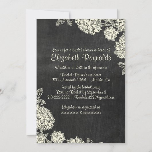 Elegant Slate Bridal Shower Invitations Kaart (Voorkant)