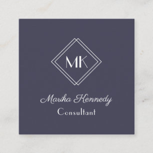 Elegant Slate Gray Professional Monogram Vierkante Visitekaartje