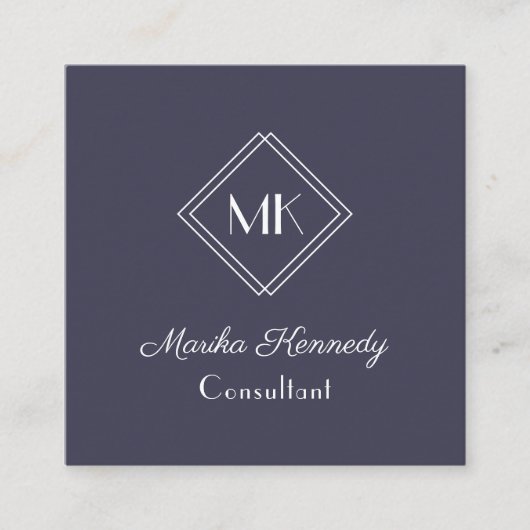 Elegant Slate Gray Professional Monogram Vierkante Visitekaartje (Voorkant)
