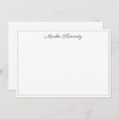 Elegant Slate Grey Script Blush Pink Border Notitiekaartje (Voorkant / Achterkant)