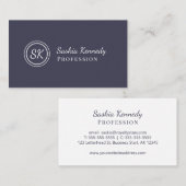 Elegant Slate Grey Script Professional Monogram Visitekaartje (Voorkant / Achterkant)