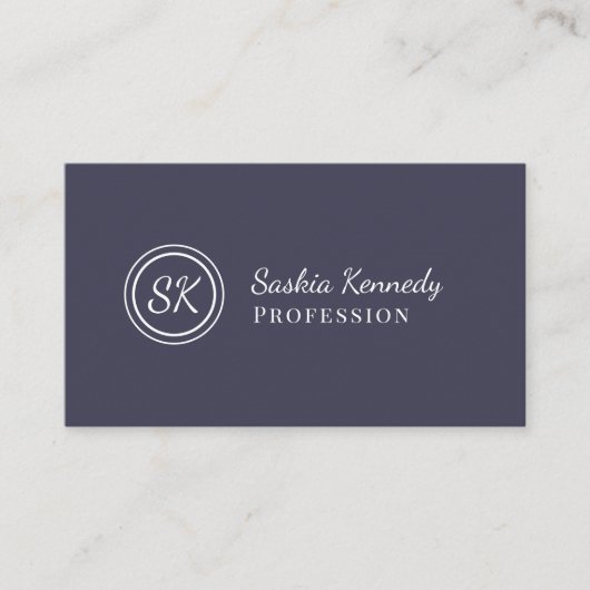 Elegant Slate Grey Script Professional Monogram Visitekaartje (Voorkant)