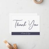 Elegant Slate Grey Script Signature Dank u Notitiekaartje (Voorkant / Achterkant in situ)