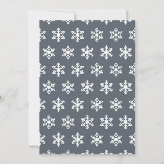 Elegant Slate Grey Snowflake Script Holiday Party Kaart (Achterkant)