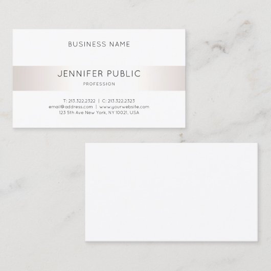 Elegant Sleek Faux Silver Plain Luxe Moderne Chic Visitekaartje (Voorkant / Achterkant)