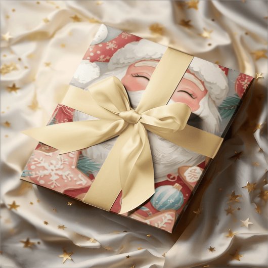 Elegant Sleeping Santa Claus Wrapping Paper | Vint Cadeaupapier