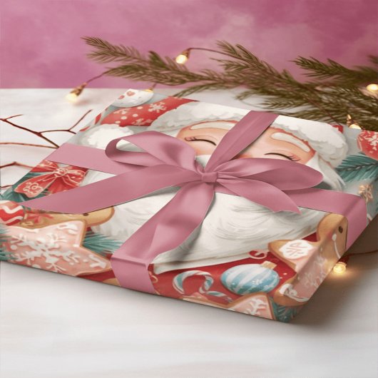 Elegant Sleeping Santa Claus Wrapping Paper | Vint Cadeaupapier