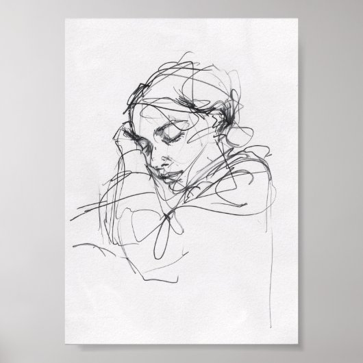 Elegant Sleeping Woman Portret - Premium Poster (Voorkant)