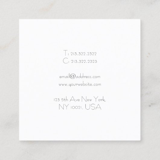 Elegant slim vierkant design luxe modern vierkante visitekaartje (Achterkant)