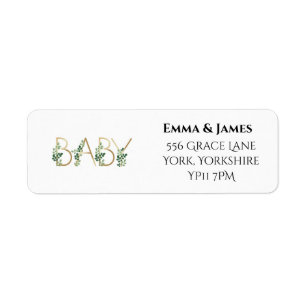 Elegant Slogan Baby shower Adres label