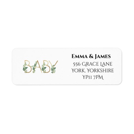 Elegant Slogan Baby shower Adres label (Voorkant)