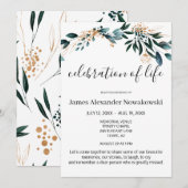 Elegant Smaakvol Bloemen Leven Viering Begrafenis Kaart (Voorkant / Achterkant)