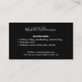 Elegant Small Business Owner 2 Sided Black White Visitekaartje (Achterkant)