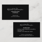 Elegant Small Business Owner 2 Sided Black White Visitekaartje (Voorkant / Achterkant)