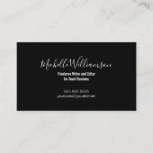 Elegant Small Business Owner 2 Sided Black White Visitekaartje (Voorkant)