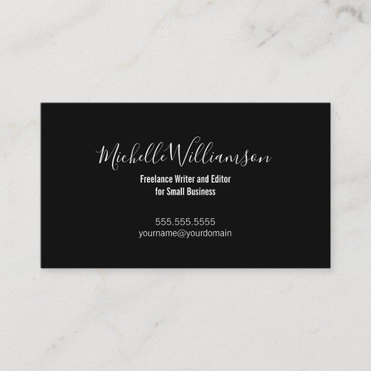 Elegant Small Business Owner 2 Sided Black White Visitekaartje (Voorkant)