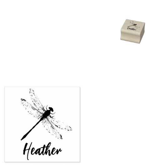 Elegant Small Custom Name Dragonfly Rubberstempel (Gestempeld)