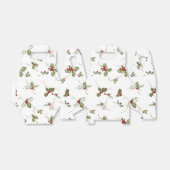Elegant Small Kerstmis Holly op witte achtergrond Bedankdoosjes (Uitgevouwen)