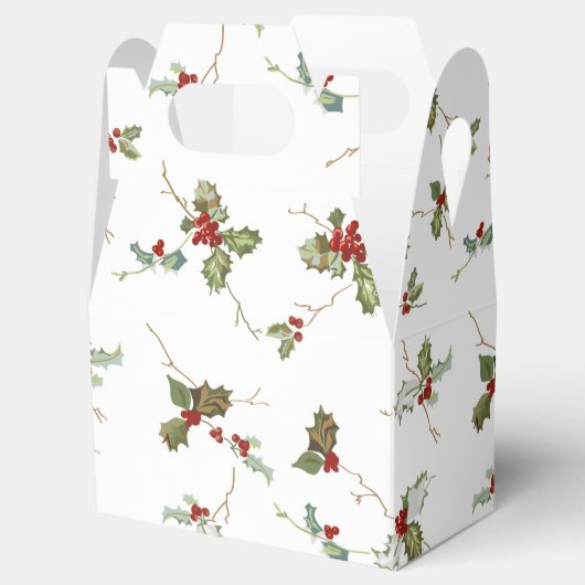 Elegant Small Kerstmis Holly op witte achtergrond Bedankdoosjes (Geopend)