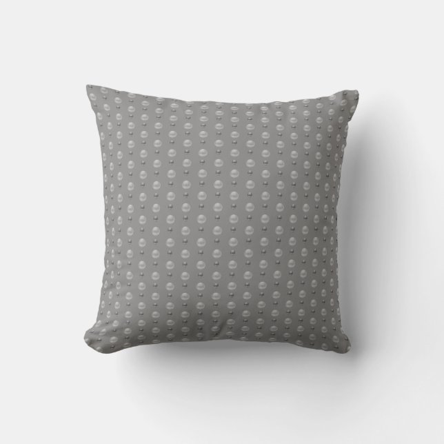 Elegant Small Silver Gray Polka Dots op grijs Kussen (Voorkant)