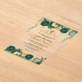 Elegant Smaragd Bloemen Victoriaans Vrijgezellenfe Acryl Uitnodigingen (Laagn)