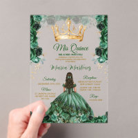 Elegant Smaragd Groen Bloemen Gouden Kroon Mis Qui