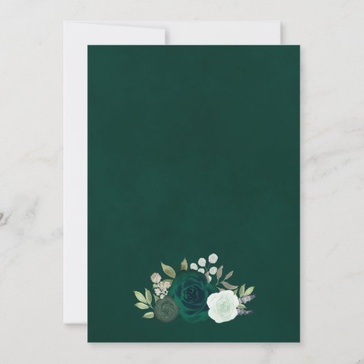 Elegant Smaragd Groen Boho Bloemen Vrijgezellenfee Kaart (Achterkant)