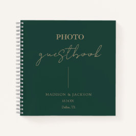 Elegant Smaragd Groen Bruiloft Gastenboek Notitieboek