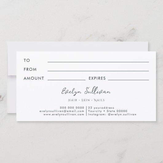 Elegant Smaragd groen cadeaubon (Achterkant)