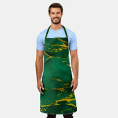 Elegant Smaragd Groen en Goud Marmer Schort (Gedragen)