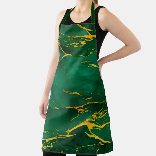 Elegant Smaragd Groen en Goud Marmer Schort (Insitu)