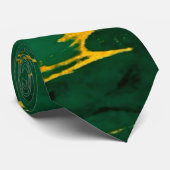 Elegant Smaragd Groen en Goud Marmer Stropdas (Opgerold)