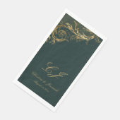 Elegant Smaragd Groen Goud Bloemen Damast Bruiloft Servet (Hoek)