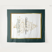 Elegant Smaragd Groen Goud Winter Bruiloft Wandkleed (Voorkant (horizontaal))