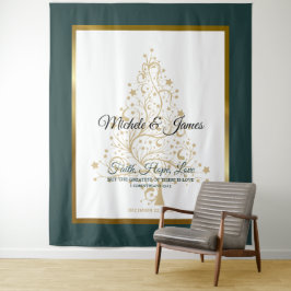 Elegant Smaragd Groen Goud Winter Bruiloft Wandkleed