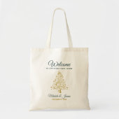 Elegant Smaragd Groen Goud Winter Bruiloft Welkom Tote Bag (Voorkant)