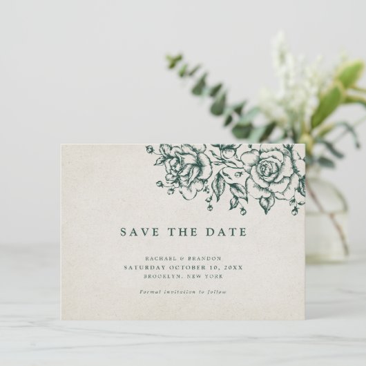 Elegant Smaragd groen groen sparen de datum (Staand voorkant)