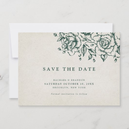 Elegant Smaragd groen groen sparen de datum (Voorkant)