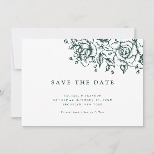 Elegant Smaragd groen groen sparen de datum (Voorkant)