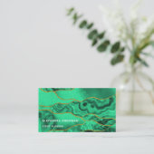 Elegant Smaragd Groen Modern Agaat Marmer Glitter Visitekaartje (Staand voorkant)