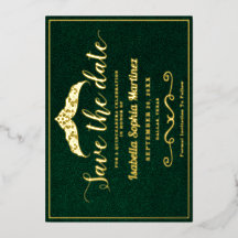 Elegant Smaragd Groen Quinceañera Save The Date
