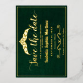 Elegant Smaragd Groen Quinceañera Save The Date Folie Uitnodiging (Voorkant)