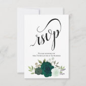 Elegant Smaragd Groen Rose Boeket Bruiloft RSVP Kaartje (Voorkant)