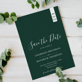 Elegant Smaragd Groen Script Bruiloft Save The Date