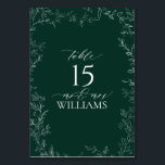 Elegant Smaragd Groen Trouwtafel Nummer Kaart<br><div class="desc">Introductie van de "Elegant Emerald Green Wedding Table Number Kaart", een verfijnde toevoeging aan uw bruiloft receptie decor. Met een rijke smaragdgroene achtergrond en omlijst met een delicate witte handgetekende bladrand, straalt deze kaart natuurlijke elegantie uit. Het tabelnummer wordt prominent weergegeven in een schoon, modern lettertype voor eenvoudige leesbaarheid. Gedrukt...</div>
