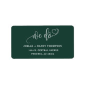 Elegant Smaragd Groen We Doen Bruiloft Retouradres Etiket (Voorkant)