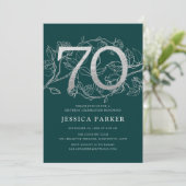 Elegant Smaragd Groen Zilver 70e Verjaardag Kaart (Staand voorkant)