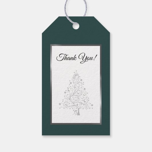 Elegant Smaragd Groen Zilver Winter Bruiloft Cadeaulabel (Achterkant)