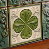 Elegant Smaragd Ivoor Fleur-de-Lis Tegeltje