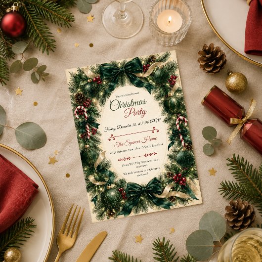 Elegant Smaragd Kerstfeest Kaart